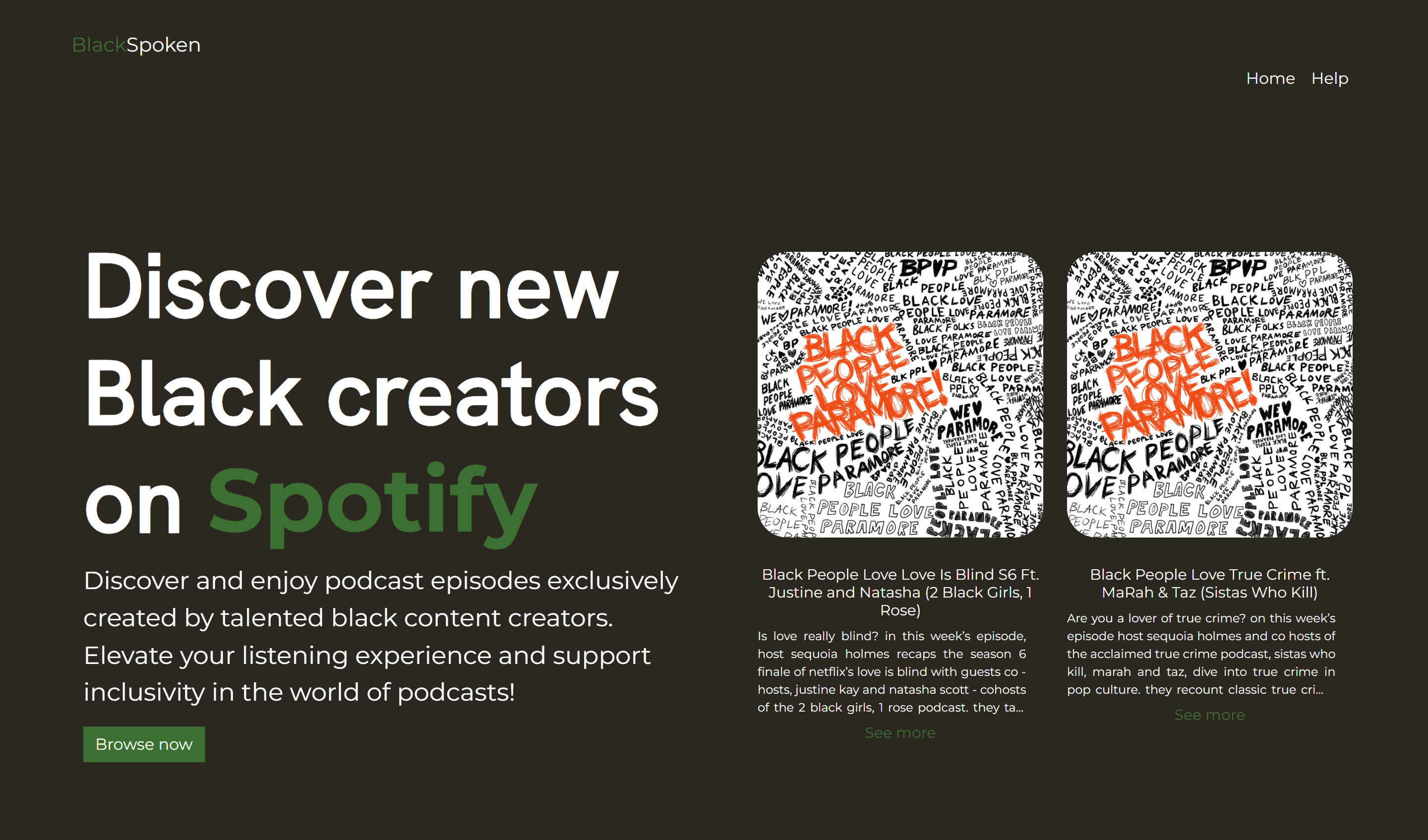 BlackSpoken homepage